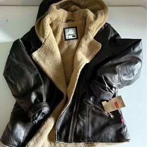 Leather Levi’s jacket with hoodie